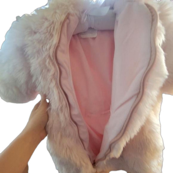 NWT London & Cole Pom-Pom Luxe Pink Faux Fur Bunting Suit Sack Size 0-6 Months - Picture 11 of 16